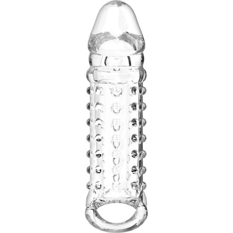 VirilXL V11 - Transparentny anatomiczny rękaw intymny z uchwytem, 13,5 cm