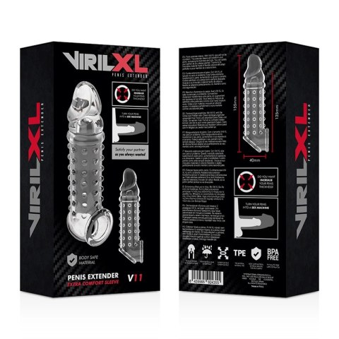 VirilXL V11 - Transparentny anatomiczny rękaw intymny z uchwytem, 13,5 cm
