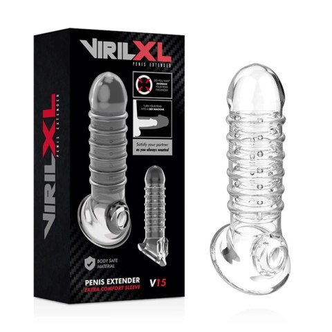 VirilXL V15 Przezroczysty rękaw intymny do powiększania rozmiaru 13,5 cm