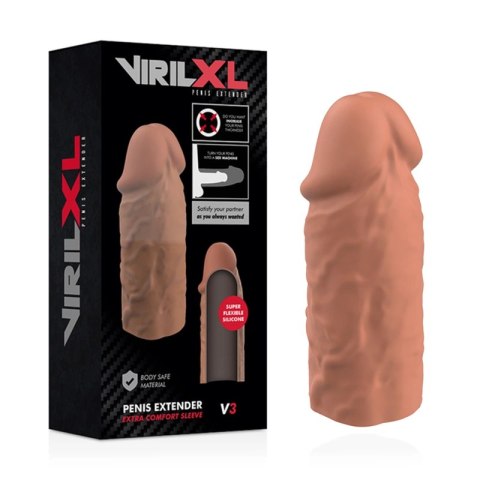 VirilXL V3 brązowy rękaw silikonowy wydłużający, dopasowywany 8,5 cm