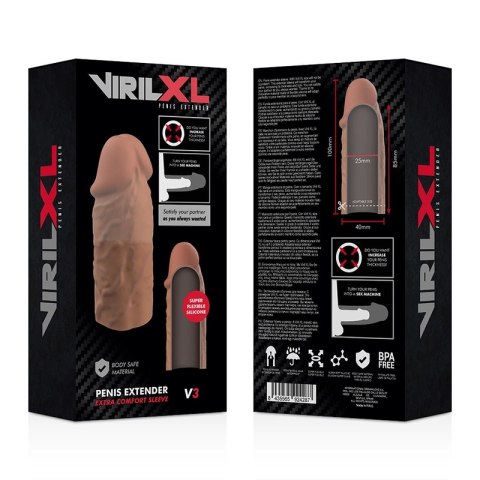 VirilXL V3 brązowy rękaw silikonowy wydłużający, dopasowywany 8,5 cm