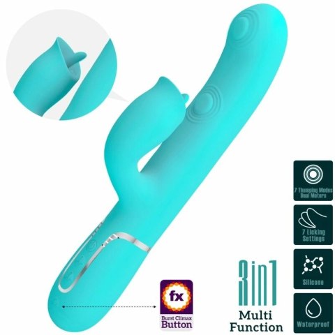 Pretty Love Aqua Green - Wibrujący model kroliczka z funkcją pulsacji i ruchomym języczkiem
