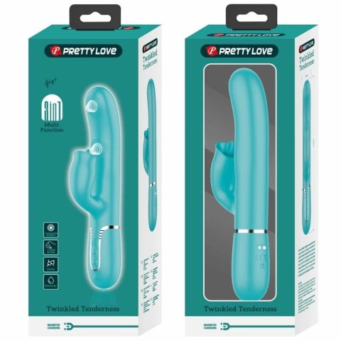 Pretty Love Aqua Green - Wibrujący model kroliczka z funkcją pulsacji i ruchomym języczkiem