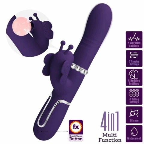 Pretty Love Butterfly Violet - wielofunkcyjny masażer 4w1, silikonowy