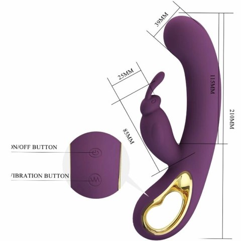 Pretty Love Liam - Masażer typu krolik, 12 trybow, fioletowy, Bluetooth