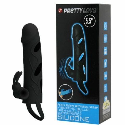 Pretty Love Osłona Silikonowa z Wibracją 14 cm Czarna