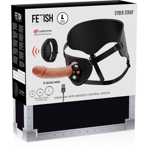 Fetish Submissive Cyberstrap L - Uprząż z pilotem WATCHME, silikon, 22,5 cm