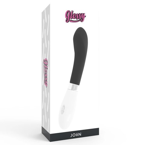 Glossy John Czarny - Wibrator silikonowy, 10 trybow, wodoodporny, 12 cm