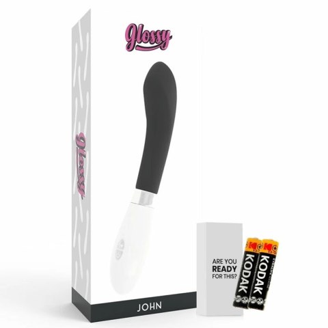 Glossy John Czarny - Wibrator silikonowy, 10 trybow, wodoodporny, 12 cm