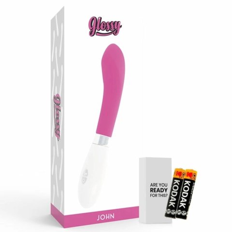 Glossy John - rożowy model wibrujący, silikonowy, 12 cm, 10 trybow