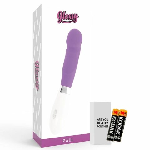 Glossy Paul Fioletowy - Wibrujący model silikonowy, 10 trybow, 12 cm