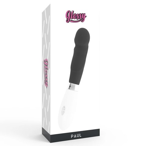 Glossy Paul czarny - wibrujący model silikonowy, 10 trybow, 12 cm