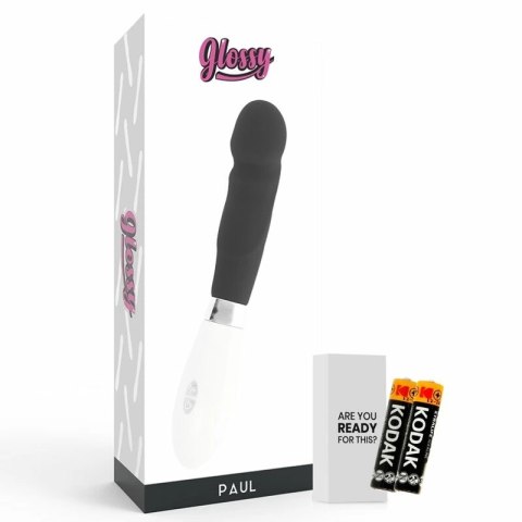 Glossy Paul czarny - wibrujący model silikonowy, 10 trybow, 12 cm
