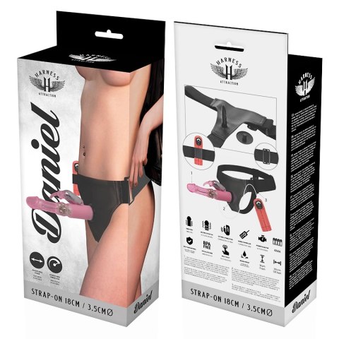 Harness Attraction Daniel - Uprząż z funkcją obrotu i wibracji 18 cm czarna