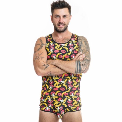 Anais Men Banana Top S - męska koszulka z nadrukiem bananow, lycra