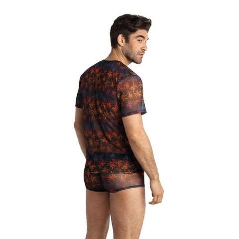 Anais Men Chill T-shirt M Czarny Tiul Kolorowy Nadruk Palmy