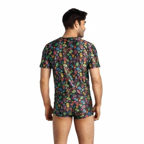 Anais Men Meksyk T-shirt S modalowy z motywem kwiatow i czaszek