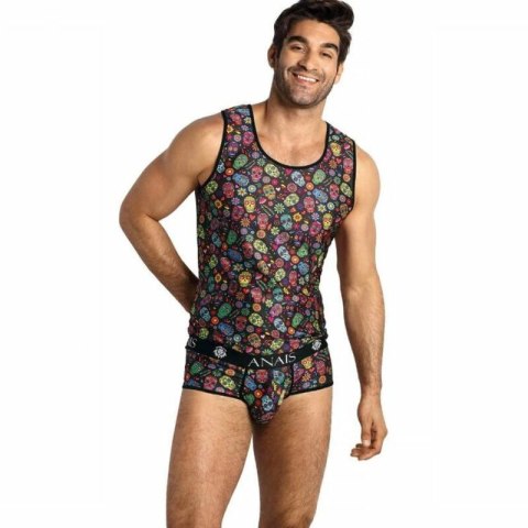 Anais Men Meksyk Top XL - bezrękawnik z modalu, kwiaty i czaszki