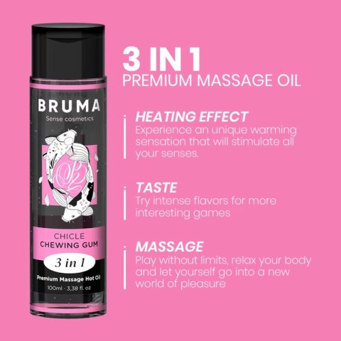BRUMA Premium Olejek Masażowy 3w1 Guma do Żucia, efekt ciepła, 100ml