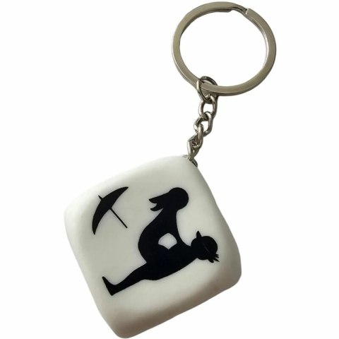 Diablo Picante brelok kostka do gry 30mm biała z napisami