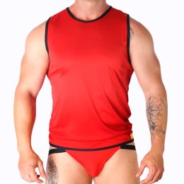 Macho T-shirt męski czerwony S/M sportowy kroj lekki materiał