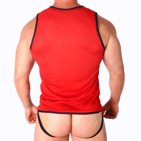 Macho T-shirt męski czerwony S/M sportowy kroj lekki materiał