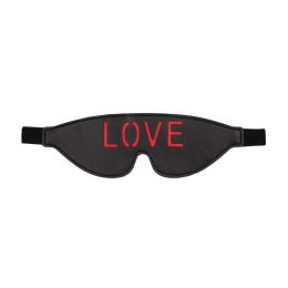 OUCH! Opaska na oczy skorzana czerwona z napisem LOVE