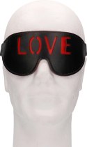 OUCH! Opaska na oczy skorzana czerwona z napisem LOVE