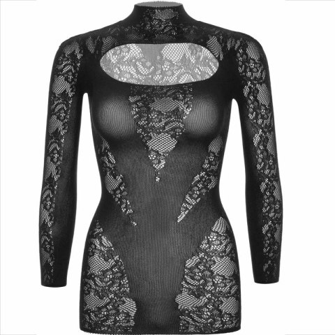 Leg Avenue Sukienka Mini Koronkowa Czarna z Długim Rękawem One Size