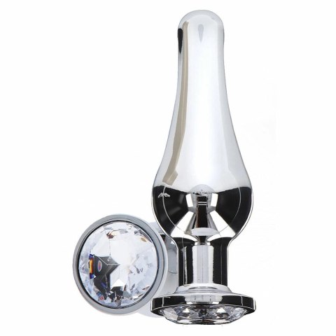 ToyJoy Diamond Bum Bijou Średni korek aluminiowy ze srebrnym kryształem 11 cm