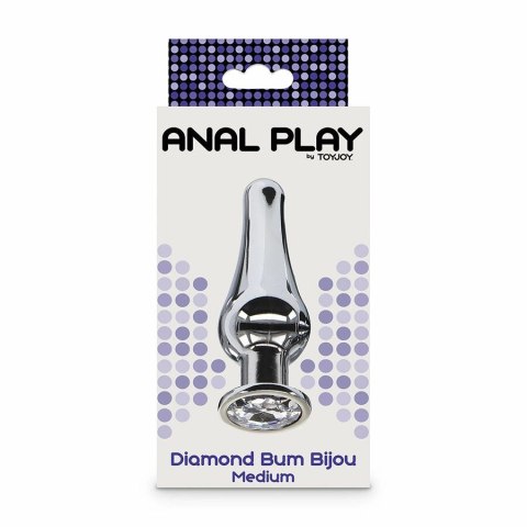 ToyJoy Diamond Bum Bijou Średni korek aluminiowy ze srebrnym kryształem 11 cm