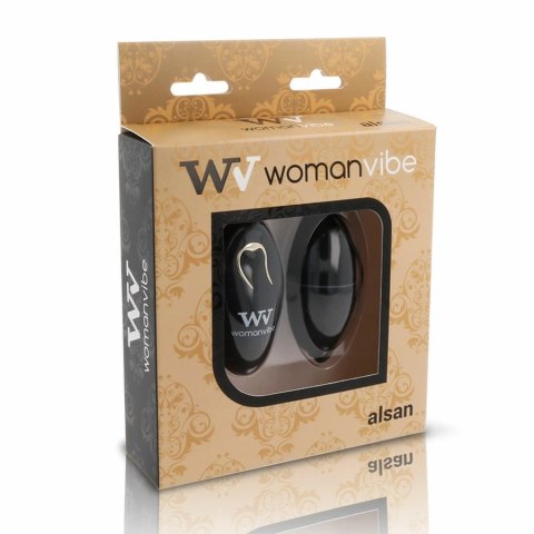 Womanvibe Alsan Egg - silikonowa maszyna intymna z pilotem, czarna