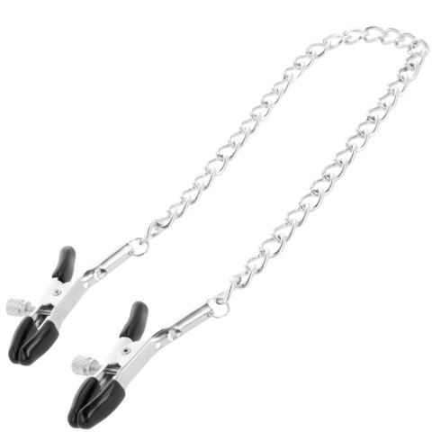 Darkness Metalowe Zaciski Regulowane na Sutki z Łańcuszkiem Unisex
