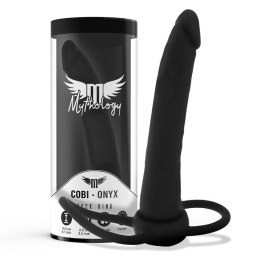 MYTHOLOGY COBI-ONYX silikonowy pas intymny z pierścieniami, czarny 13 cm