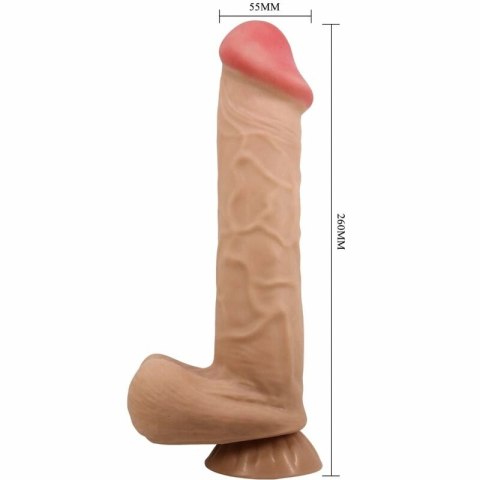 Pretty Love Sliding Skin 26 cm - model z przysawką, imitacja skory TPR