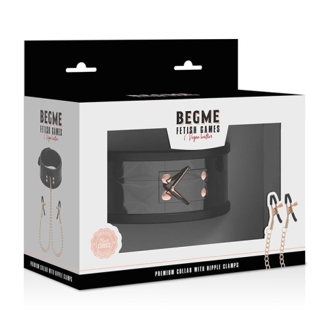 BEGME Black Edition kołnierz z neoprenu z łańcuszkiem i zaciskami, regulowany