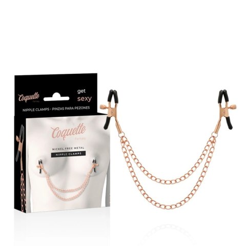 Coquette Chic Desire Fantasy - Metalowe zaciski na sutki z łańcuszkiem, nikiel-free