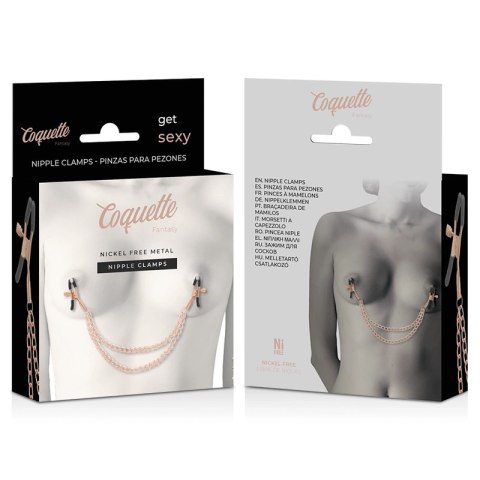 Coquette Chic Desire Fantasy - Metalowe zaciski na sutki z łańcuszkiem, nikiel-free