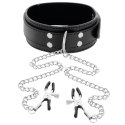 Darkness Collar z regulowanymi zaciskami na klipsy, czarny, uniwersalny