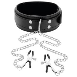 Darkness Collar z regulowanymi zaciskami na klipsy, czarny, uniwersalny