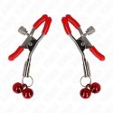 KINK Podwojny zacisk z łańcuszkiem czerwony 6 cm - regulowany metal