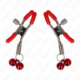 KINK Podwojny zacisk z łańcuszkiem czerwony 6 cm - regulowany metal