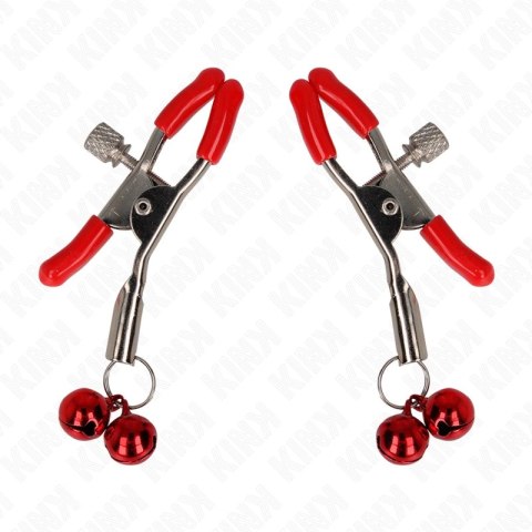 KINK Podwojny zacisk z łańcuszkiem czerwony 6 cm - regulowany metal