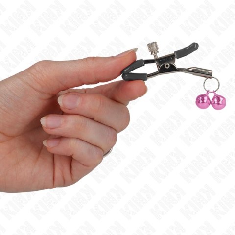 KINK Zacisk Podwojny na Sutki Rożowy 6 cm - Regulowany, Metalowo-Silikonowy