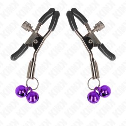 KINK Zacisk podwojny z łańcuszkiem fioletowy 6 cm - stal i silikon