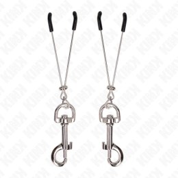 KINK Zacisk z Haczykiem na Sutki Srebrny 7 cm - Regulowany Metalowy