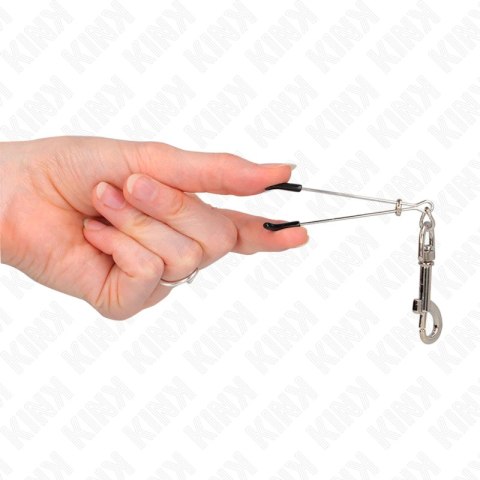 KINK Zacisk z Haczykiem na Sutki Srebrny 7 cm - Regulowany Metalowy