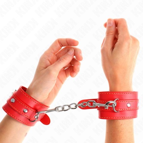 KINK Cienkie mankiety na nadgarstki czerwone, regulacja 21-33 cm