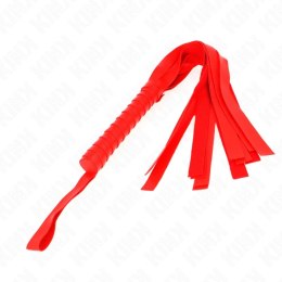 KINK Czerwony Bicz Skorzany Szeroki Ogon 48,5 cm - solidny uchwyt