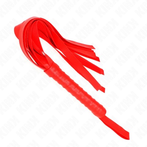 KINK Czerwony Bicz Skorzany Szeroki Ogon 48,5 cm - solidny uchwyt